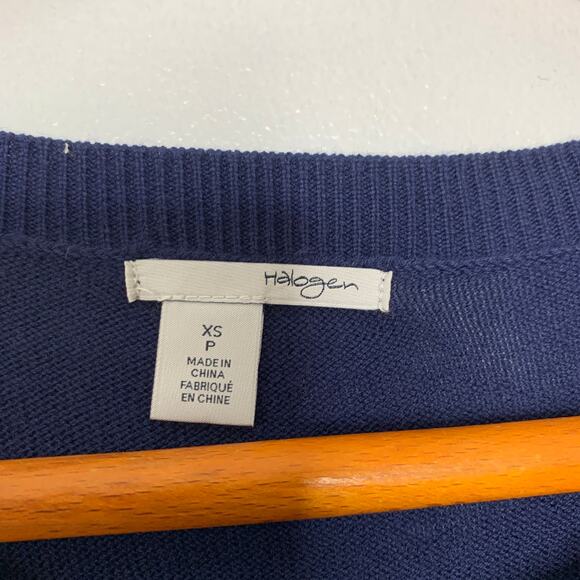 3/$20 Halogen Nordstrom women's navy blue short sleeve layered sweater top SZ XS - Picture 7 of 8